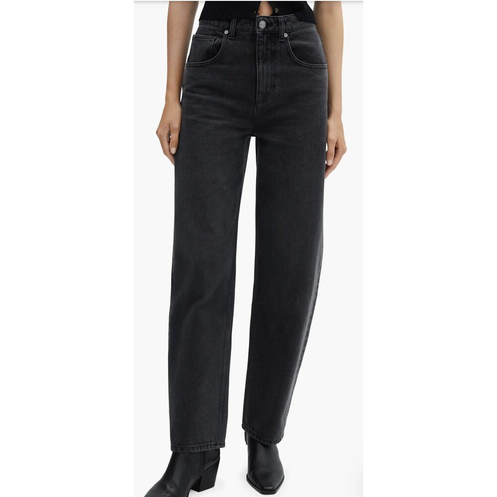Mango Black Barrel Jeans Size 1 High Rise Denim High Waist Balloon Jeans Taper